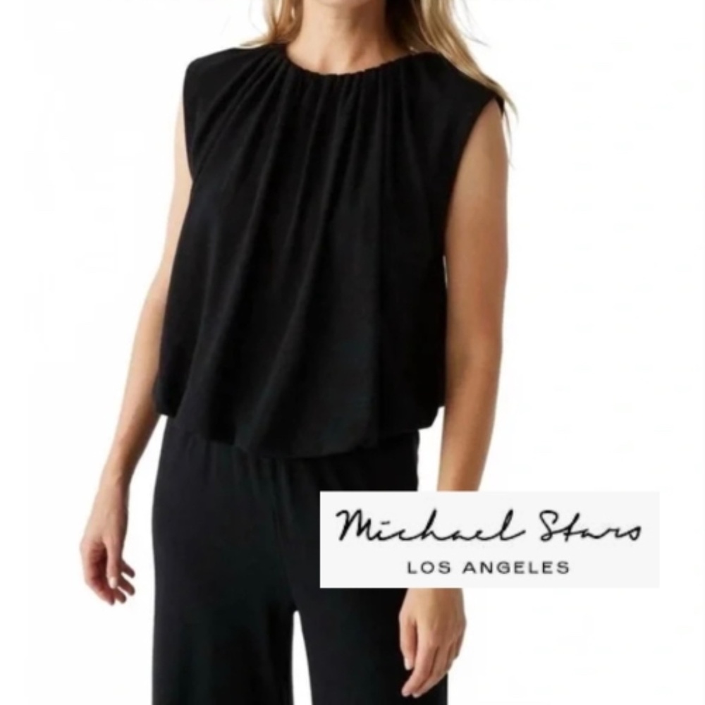 Michael Stars Cindy Black Bubble sleeveless top, S,  GL1351
